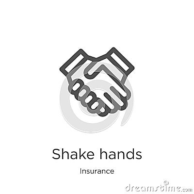 shake hands icon vector from insurance collection. Thin line shake hands outline icon vector illustration. Outline, thin line Vector Illustration