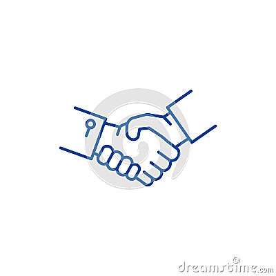 Shake hands line icon concept. Shake hands flat vector symbol, sign, outline illustration. Vector Illustration