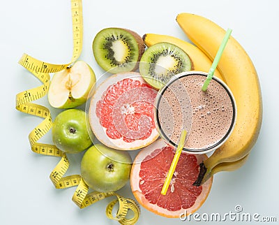 shake with juicy fruits Stock Photo