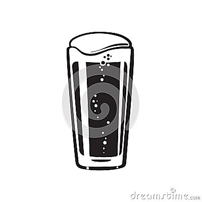 Shaker pint beer glass. Hand drawn vector illustration on white background. Vector Illustration