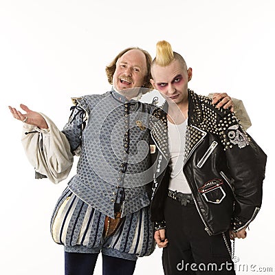 Shakespeare and goth man. Stock Photo