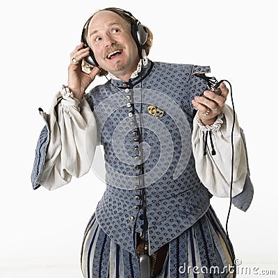 Shakespeare listening to music Stock Photo