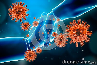 Shaking hands spreads virus concept. Epidemic, pandemic, hygiene, viral and contagious and infectious communicable disease Cartoon Illustration