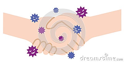 Shaking hands spreads virus disease illustration. Medical and Health care concept Vector Illustration