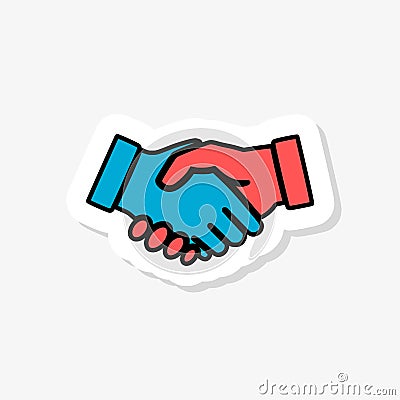 Shaking hands sticker icon isolated on white background. Shaking hands icon simple sign Vector Illustration