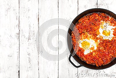 Shakshouka On Light Background Stock Photo