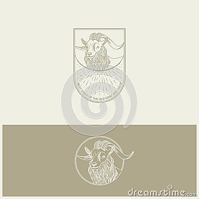 Illustration of goat with clear line and vintage concept for identity and prints Vector Illustration