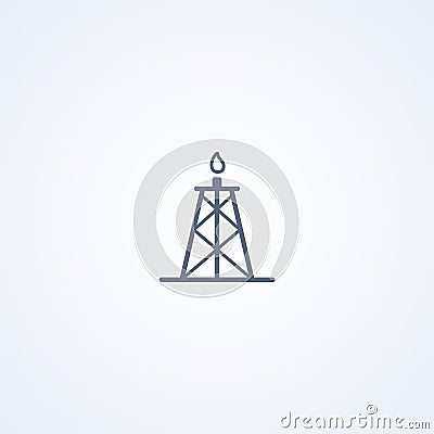 Shale gas rig, vector best gray line icon Vector Illustration