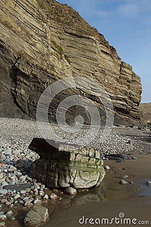 Shale rock cliff. Stock Photo