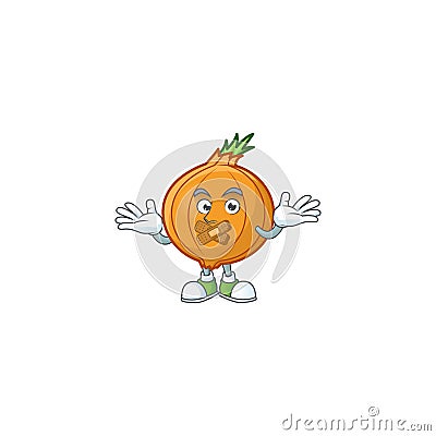 Shallot cartoon character style with silent gesture Vector Illustration