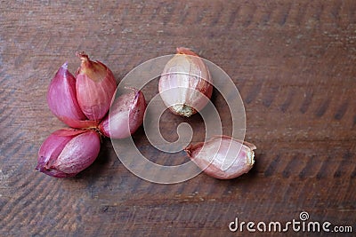 Shallots are spices mixed with food to reduce the fishy smell of meat and are also herbs. Stock Photo