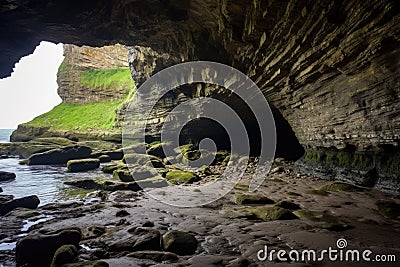 a shallow cave sheltered beneath a rock overhang Stock Photo