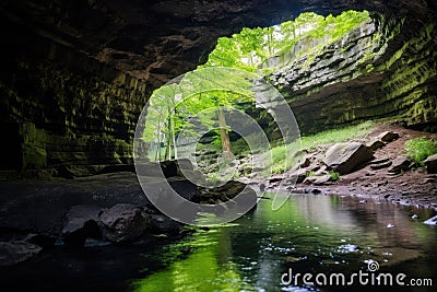 a shallow cave sheltered beneath a rock overhang Stock Photo