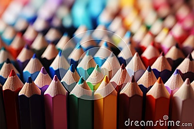 Shallow depth of field colorful pencils, macro shot with sharpness Stock Photo