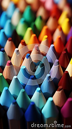 Shallow depth of field colorful pencils, macro shot with sharpness Stock Photo