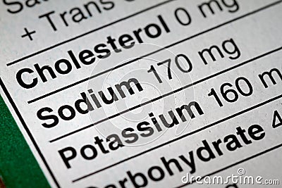 Shallow depth of Field image of Nutrition Facts Stock Photo