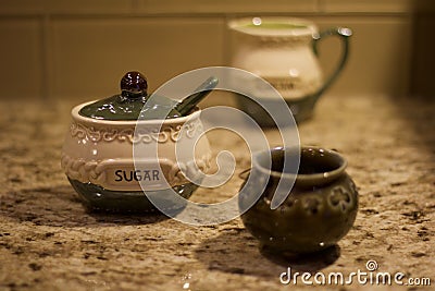 Shallow depth of field Irish sugar container Stock Photo