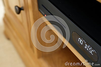 No Disc OLED display seen on a high end CD music player. Stock Photo