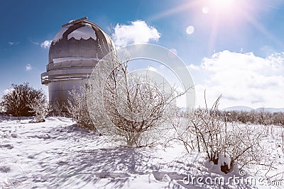 Shamakhi Astrological Observatory in winter time Stock Photo