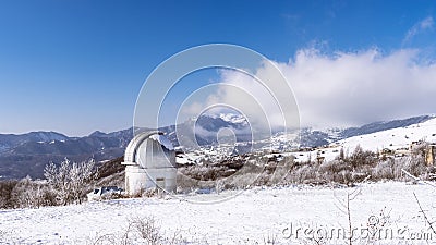 Shamakhi Astrological Observatory in winter time Stock Photo