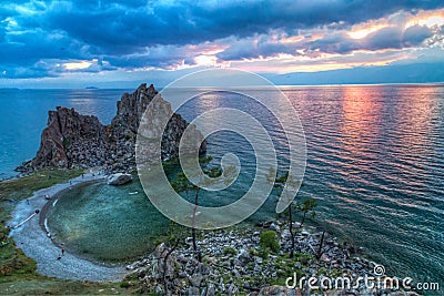 Shaman Rock, Lake Baikal in Russia Stock Photo