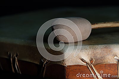 Shamanic drum and stick Stock Photo