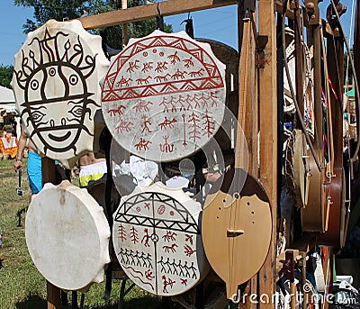 Shamanic drums Stock Photo