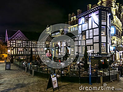 Shambles Square at night, Manchester, England Editorial Stock Photo