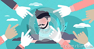 Shame vector illustration. Flat tiny negative self emotion persons concept. Vector Illustration