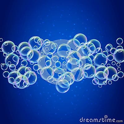 Shampo foam, colorful soap bubbles background Vector Illustration