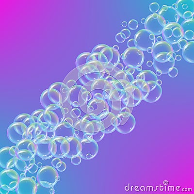 Shampo foam, colorful soap bubbles background Vector Illustration