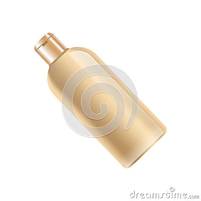Shampoo bottle in beige color without label isolated on white Vector Illustration