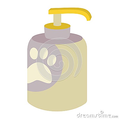 Shampoo with a dispenser and paws for animals, cats, dogs, animal care Vector Illustration