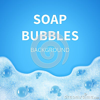 Shampoo foam with bubbles. Soap sud vector background Vector Illustration