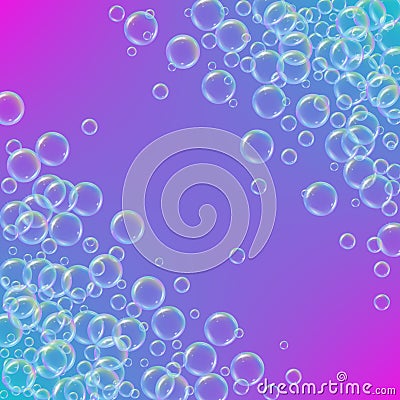 Shampoo foam with colorful realistic bubbles Vector Illustration