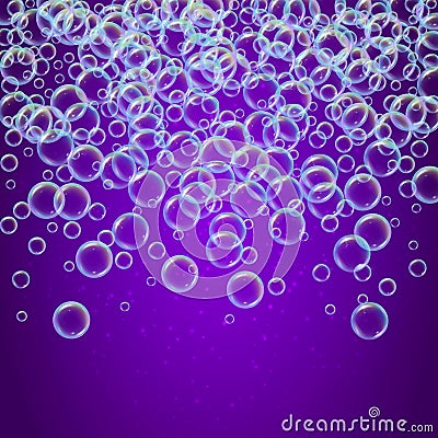 Shampoo foam with colorful realistic bubbles Vector Illustration