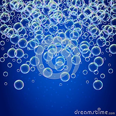 Shampoo foam with colorful realistic bubbles Vector Illustration