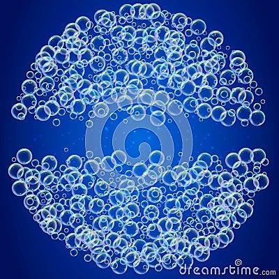 Shampoo foam with colorful realistic bubbles Vector Illustration