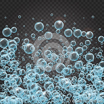 Shampoo frame of realistic water bubbles Vector Illustration