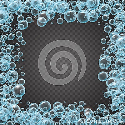Shampoo frame of realistic water bubbles Vector Illustration