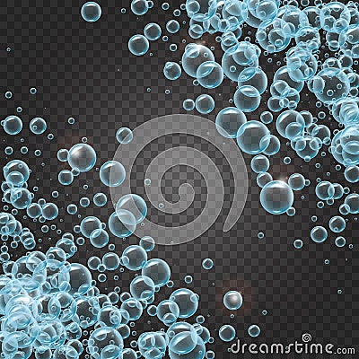 Shampoo frame of realistic water bubbles Vector Illustration