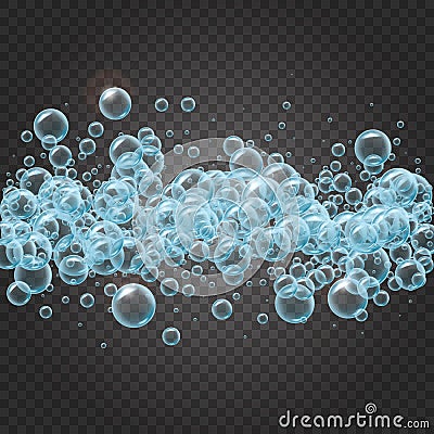 Shampoo frame of realistic water bubbles Vector Illustration