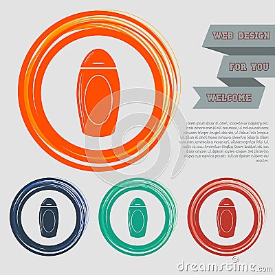 Shampoo icon on the red, blue, green, orange buttons for your website and design with space text. Cartoon Illustration