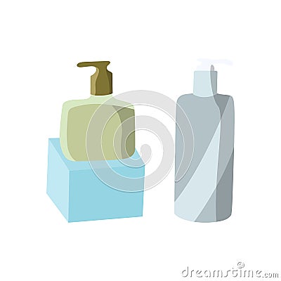 Shampoo and liquid soap, in soft colors vector design illustration Vector Illustration