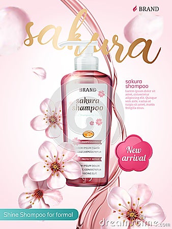 Shampoo product ads Vector Illustration