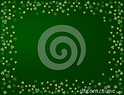 Shamrock clover leaves frame isolated on dark green background Vector Illustration