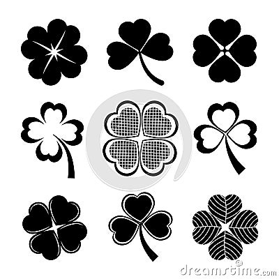 Shamrock and four leaf clover Vector Illustration