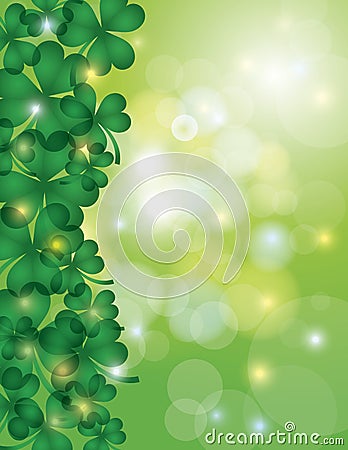 Shamrock Leaves with Bokeh Border Illustration Stock Photo