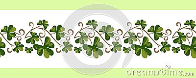 Shamrock pattern seamless border Vector Illustration