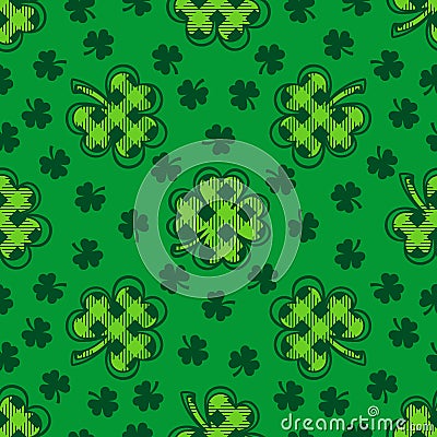 Shamrock seamless pattern, St. Patrick's Day background, Shamrock and lucky clover pattern, Vector illustration Vector Illustration